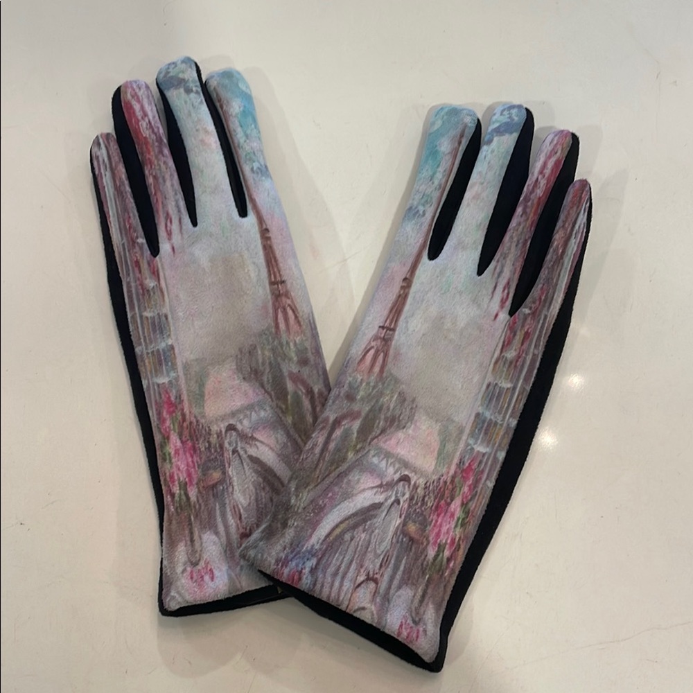 Elegant Parisian Eiffel Tower Print Women's Gloves